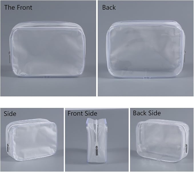 5 Pack Clear Plastic Zippered Toiletry Carry Pouch White, Small | TSA Approved, Portable Cosmetic Makeup Bag, For Vacation, Bathroom and Organizing - Image 3