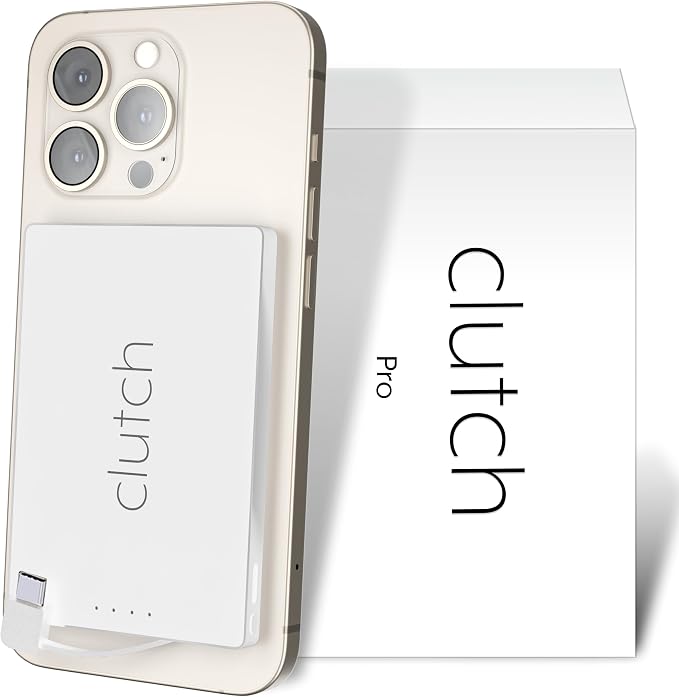 Clutch - Pro USB-C Portable Charger - Compatible with iPhone 15, 16, 17 & Android Devices - Power Bank Magnetic Battery - TSA Travel Approved - USB Rechargeable - Built-in Cable - 5000 mAh - 3.7oz by ClutchCharger