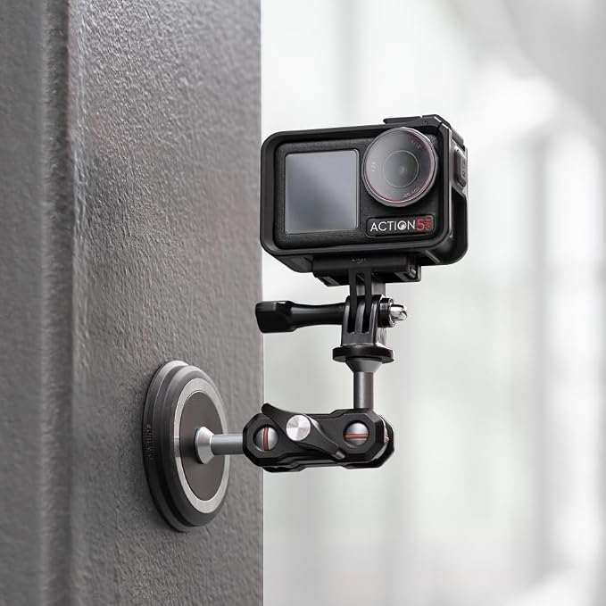 Magnetic Camera Mount for Action Camera, Strong Magnetic Mount with 360° Rotation Ball Head and Built-in 6 Magnets, Compatible with Gopro Hero 13/12/11/10, DJI Osmo Action 6/5 Pro/4/3,Nano by SUREWO