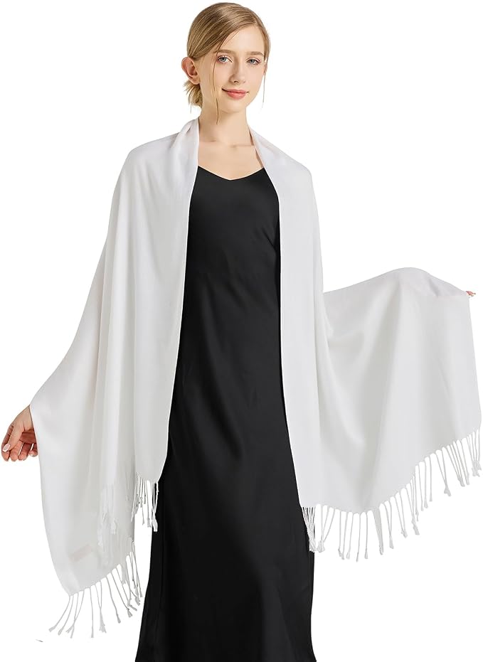 Soft Silky Pashmina Shawl Wraps Solid Colors Scarf for Wedding Evening Dresses - Image 5