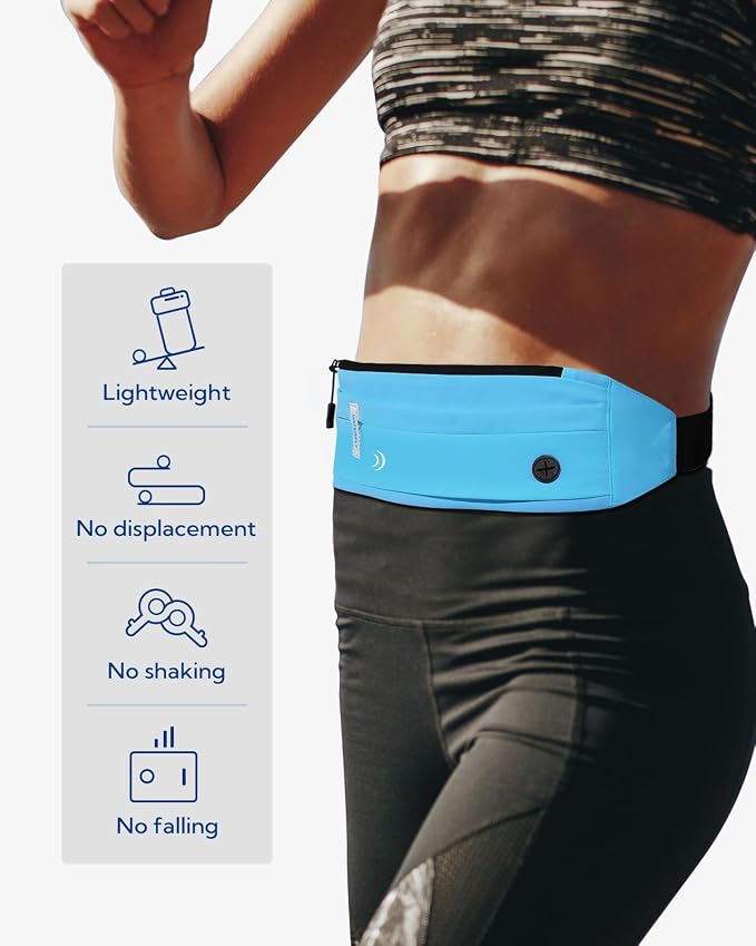 WATERFLY Running Belt Fanny Pack:Phone Holder Belt for Men Women | Lightweight, Soft and breathable fabric,SBS zipper, adjustable waist belt, Zero bounce, Suitable for running workout Fitness - Image 2