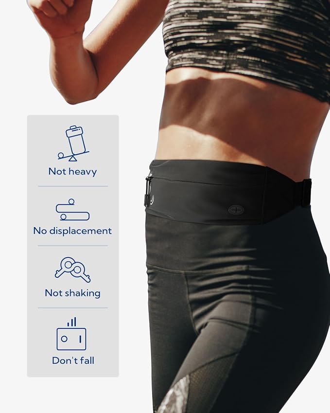 WATERFLY Running Belt Fanny Pack:Phone Holder Belt for Men Women | Lightweight, Soft and breathable fabric,SBS zipper, Adjustable waist belt, Zero bounce, Suitable for running workout Fitness - Image 2
