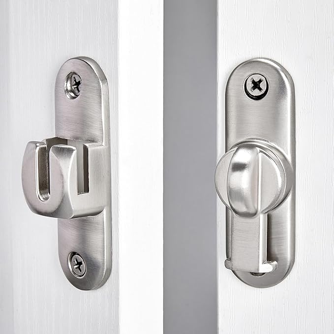 2 Pcs Silvery 90/180 Degree Sliding Door Latches,Zinc Alloy Flip Latch | Barn Door Latch,Cabinet Lock,Right Angle Door Lock,for bedroom,cabinet,drawer,Gardens,Wine Cabinet,garage,window,Pet Cage - Image 6