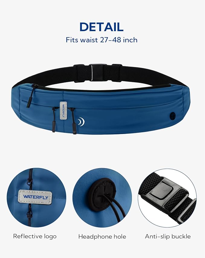 WATERFLY Running Belt Fanny Pack:Phone Holder Belt for Men Women | Lightweight, Soft and breathable fabric,SBS zipper, adjustable waist belt, Zero bounce, Suitable for running workout Fitness - Image 5