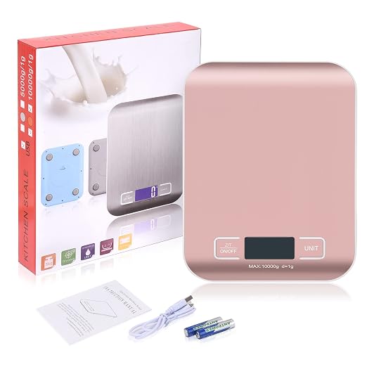 Digital Shipping Scale,Stainless Steel Panel, Accurate Portable Postal Scale for Packages, Small Business,Kitchen, Food, Handmade, Liquids, and Boutique (Rose Gold Rechargeable(10kg/1g)) - Image 8