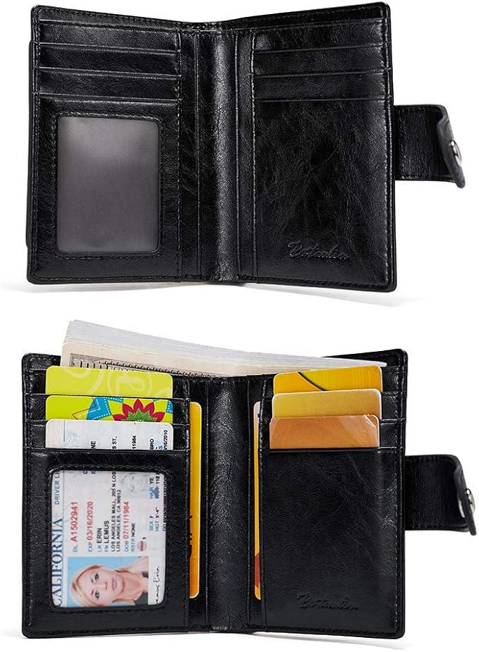 BOSTANTEN Leather Womens Wallet Small RFID Blocking Credit Card Holder | Removable ID Window, Zipper Coin Pocket, Bifold, Minimalist, Fits Small Purses, Daily Use, Ladies Gifts, Black - Image 6