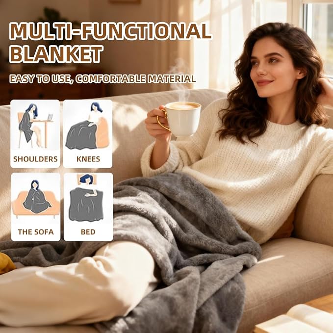 Travel Pillow/Travel Blanket 2-in-1 for Airplanes,Soft Warm Blanket | Roll up as a pillow,Portable Blanket for Airplane,Camping,Office(Gray) - Image 2