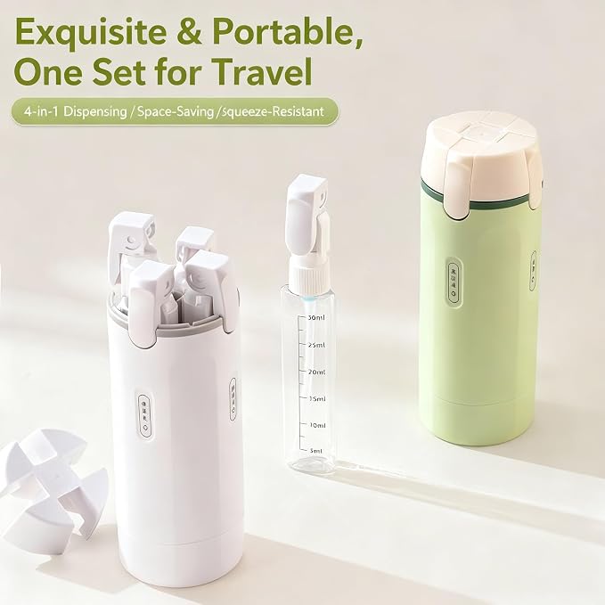 4 in 1 Travel Dispenser Bottle,4 Pack 30ML Travel Bottles for Toiletries, Leak Proof Travel Size Containers (White, OneSize) - Image 7