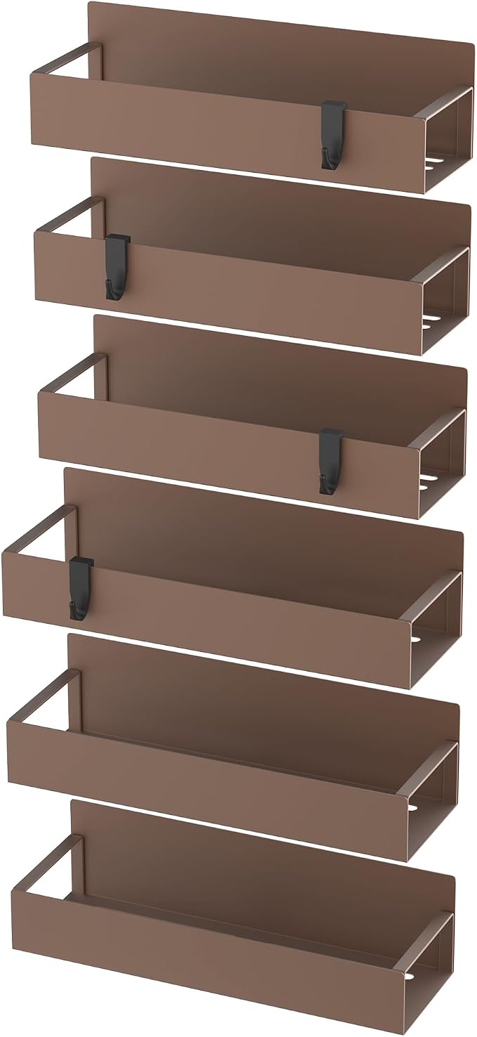 HuggieGems Metal Magnetic Spice Rack for Refrigerator Bronze, 6 Pack | Magnetic Shelves Heavy Duty for Fridge in Kitchen, Seasoning Storage Organizer, For Oven Washer and Dryer, For Heavier Items - Image 6
