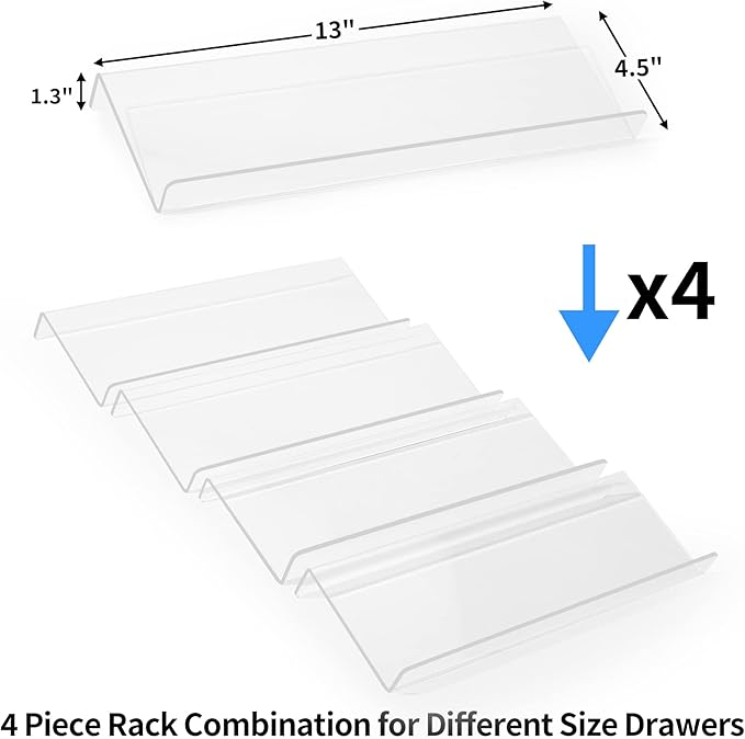 MIUKAA Clear Acrylic Spice Drawer Organizer, 4 Tier Seasoning Jars Drawers Insert, Kitchen Spice Rack Tray for Drawer/Countertop (Jars not included) - Image 4