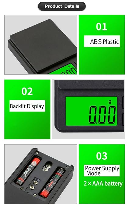 Digital Pocket Scale 1000g x 0.01g Weigh Gram Scale, Mini Scale, Digital Grams Scale, Food Scale, Jewelry Scale, Kitchen Scale with Backlit LCD, 7 Units Tare, Battery Included, Black - Image 7