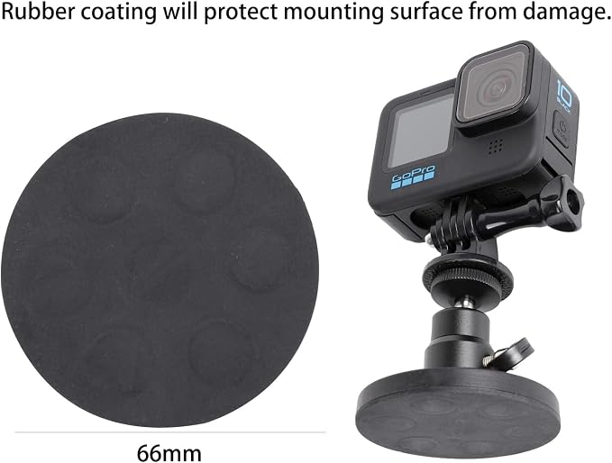 PellKing Magnet Camera Mount for GoPro Insta360 DJI Action Action Camera | Rotation Ball Head Super Strong Rubber Coating Neodymium Magnet for Car, Attaches to Steel or Other Magnetic Surfaces - Image 3