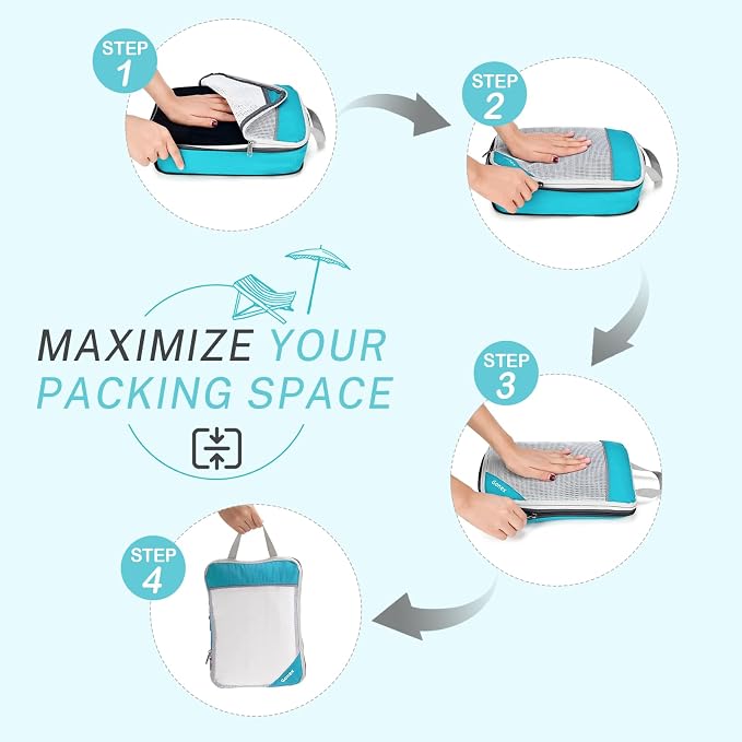 Gonex Compression Packing Cubes for Travel, Mesh Bags Luggage Organizers | Set of 4/5/6/7/10 for Essentials, Extensible, Fits 20"Carry-on Suitcases, See-through Mesh, Double Zipper Compression - Image 2