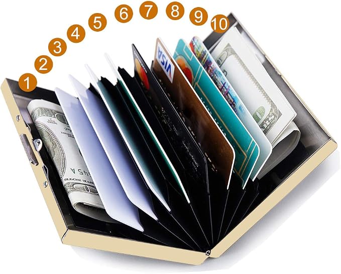 RFID Credit Card Holder Protector Metal Credit Card Wallet Business Card Holder for Men Women Gift Box Package (Gold) - Image 2