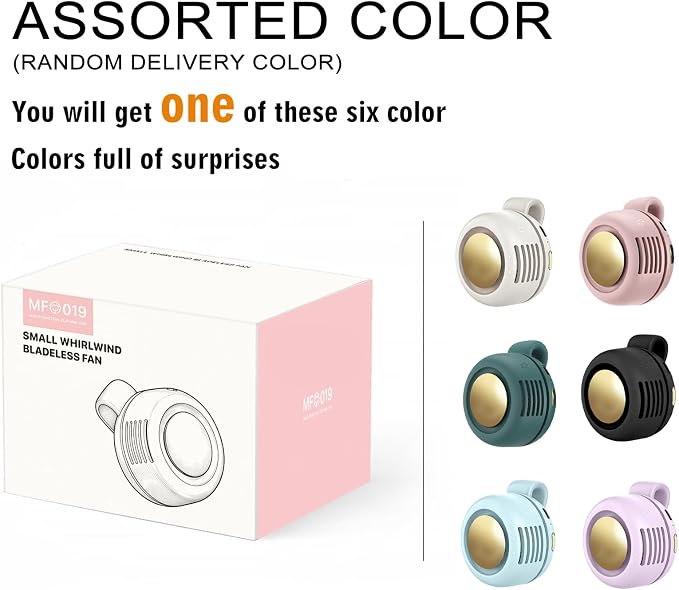 Portable Clip-On Fan, Mini USB Rechargeable 360° Rotatable Fan, Personal Fan 3-Speed Silent Mini Bladeless Fans (Assorted Color(Random Delivery One Color)) - Image 2
