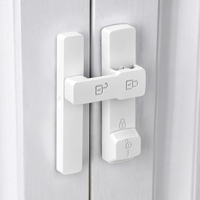 2 Packs White 180 Degree Barn Door Lock,Flip Gate Latches Hardware | Zinc Alloy Door Lock,Sliding Door Latches,for bedroom,drawer,pet enclosures,cabinet,garage,window - Image 4