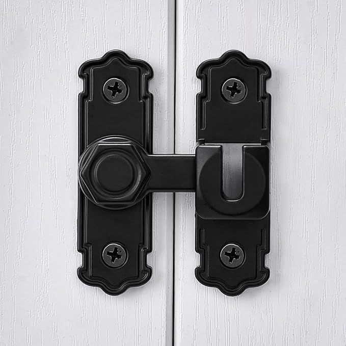 Black Aluminum Alloy 90/180 Degree Gate Lock,Barn Door Latches | Flip Gate Latches,Right Angle Door Lock Latch,Sliding Door Latches,for bedroom,garage,window,pet enclosures,drawer,cabinet - Image 4