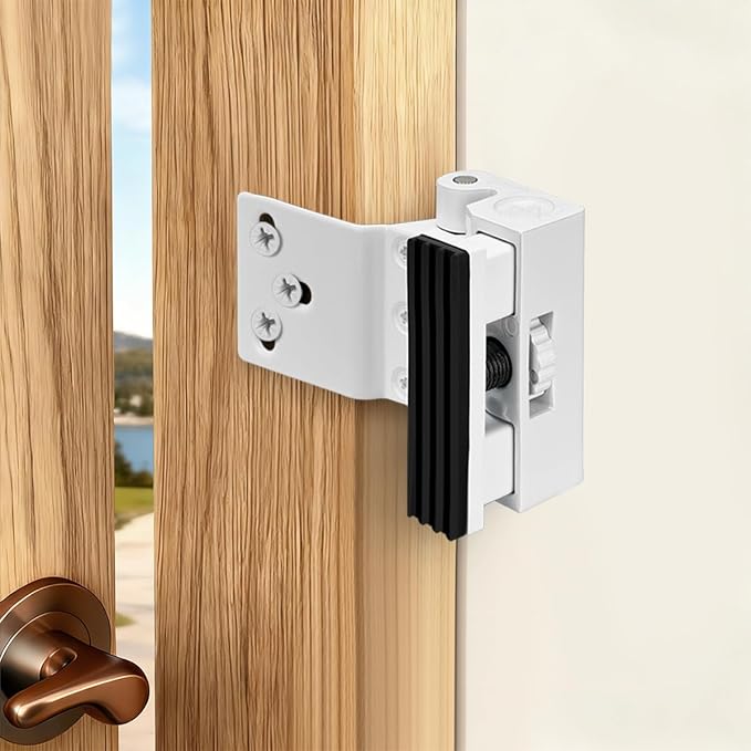 White Adjustable Home Security Door Reinforcement Lock | Child proof Safety Door Latches,Security Device for Enhanced Safety,for Home,Hotels,Apartments Prevents Unauthorized Entry - Image 3