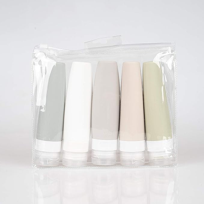 TSA Certified Portable Silicone Travel Bottle Set, Leak Proof Squeezable Silicon Tubes Travel Size Toiletries Containers, Refillable Travel Accessories for Shampoo Liquids 5 Pack (3 fl. oz) - Image 2