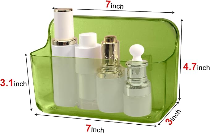 CGBE 2-Pack Cabinet Door Organizer, Self Adhesive Bathroom Shelves, Green | Acrylic Shower Caddy, Wall Mounted Storage, No Drilling, Automatic Draining, For Cabinet Door and Shower Wall - Image 2