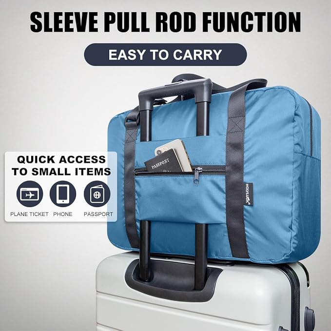 Duffle Bag for Travel Foldable Personal Item Travel Bag, 40L, Airforce Blue | Carry On Duffel Bag Women Men Frontier Airlines Personal Item Bag Hospital Weekend Overnight Trips - Image 3