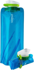 Vapur Collapsible Water Bottle with Carabiner - 23oz (0.7L), Water Blue - Flexible, Lightweight Water Bottle for Travel, Concert, Hiking, and Outdoor Adventures - BPA-Free, Dishwasher-Safe, Freezable by Vapur