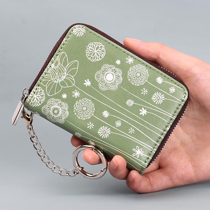 FurArt Zipper Wallet Women RFID Credit Card Holder keychain Wallet | ID Window RFID Blocking Compact Small business 15/16 slots - Image 6