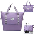 INVODA Travel Duffel Bag For Women and Men Waterproof Expandable Weekender Overnight Carry On Tote Bag Dry Wet Separation Swim Sports Travel Gym Bag (Purple) by INVODA