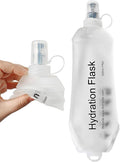 500ml Soft Flask, Shrink As You Drink Collapsible Water Bottles for Running Vest & Hydration Pack, BPA-Free Leak-Proof TPU Folding Bottle for Hiking Cycling Climbing Jogging-White by TACVEL