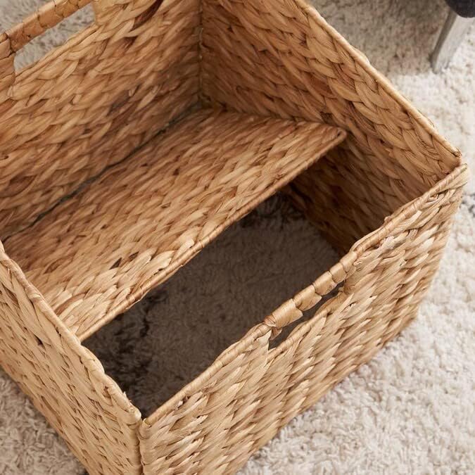 M4DECOR 10.5 x 10.5 Storage Cubes – Water Hyacinth Wicker Baskets for Organizing, Wicker Storage Cubes, Storage Baskets for Shelves (4 Packs 10.5in) - Image 4