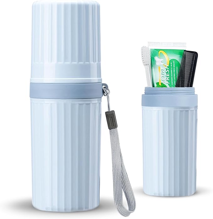 Toothbrush Travel Case, Blue Toothbrush Holder Travel | Large Travel Toothbrush Cup Case, Portable Travel Toothbrush Container for Traveling, Camping, Business, and School by LIKAJON