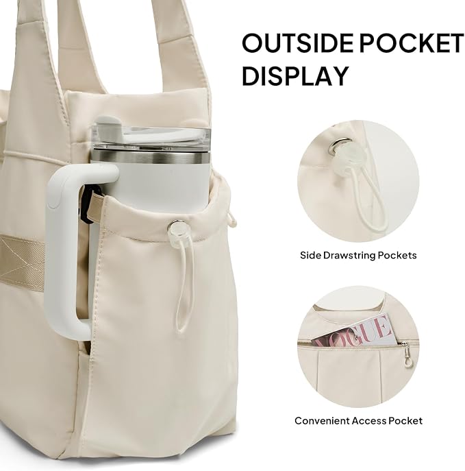 TOPEAST Foldable Tote Bag for Women with Yoga Mat Holder,Travel Tote Bag with Water Bottle Pocket,Lightweight Workout Gym Bag - Image 8