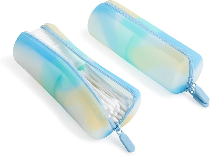 Cotton Round Swab Travel Case, 2-in-1 Beauty Organizer, (Ocean Breeze) - Image 2