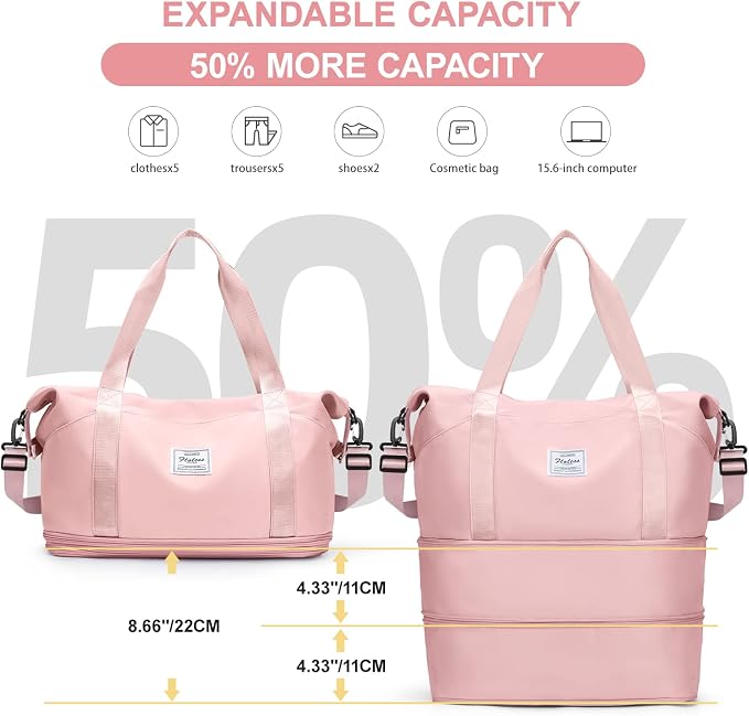 Travel Duffel Bag, Sports Tote Gym Bag, Shoulder Weekender Overnight Bag for Women - Image 2
