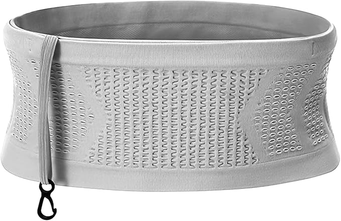 Slim Running Belt, No-Bounce Hidden Waist Pack with 360° Opening for Soft Flask, Cellphones, Keys or Gels, Grey, Small by Adorila