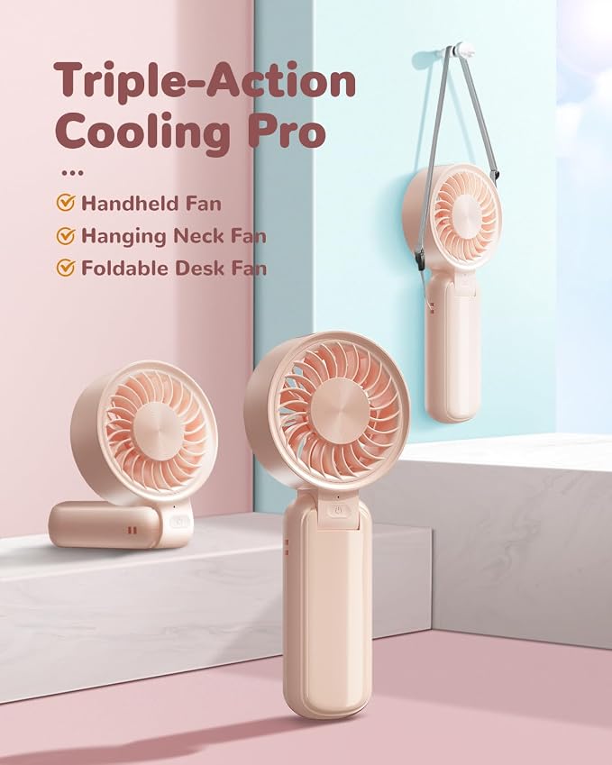Strong Wind Handheld Fan with 4 Speeds,High-Power Motor,USB Rechargeable Portable Fan up to 10H Runtime for Travel Office Outdoor‌ - Image 2