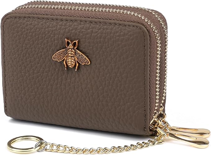 imeetu RFID Credit Card Holder, Small Card Wallet Women, Leather Card Case | Genuine Leather Women's Card & id Cases, Change Coin Purse with Zipper Keychain id Window, 20 Colors & 3 Styles, Daily, Gifts by imeetu
