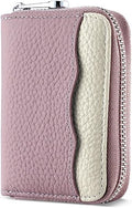 Linno RFID 20 Slots Credit Card Holder Genuine Leather Small Wallet for Women or Men with Zipper (New Purple) by Linno