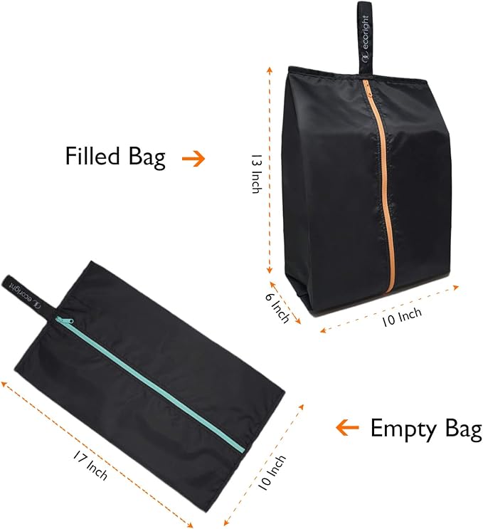 Ecoright Shoe Bags for Travel, Set of 2, 100% Recycled Water-Resistant Zipper Pouch Bags, Shoe Bags for Storage, Travel Essentials for Men & Women - Image 3