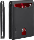 RUNBOX Slim Wallet for Men Genuine Leather RFID Blocking Bifold Minimalist Front Pocket Mens Wallet with Money Clip Thin Gift Box by RUNBOX