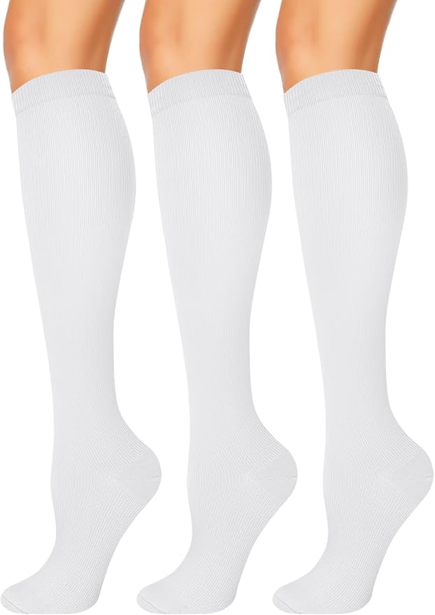 3 Pairs Compression Socks for Women & Men 15-20 mmHg, Knee High | Best Support for Cycling Athletic Hiking Running by Unknown