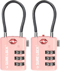 SURE LOCK TSA Approved Luggage Locks with Open Alert Indicator, 3 Digit Combination Cable Travel Lock for Suitcase, Backpack, Gym Locker, Toolbox & Travel Bag(2, Pink 2 Pack) by Hopeyoucanstaysafe