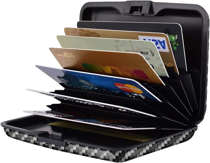 Coco Rossi Credit Card Holder RFID Aluminum Small Mini Wallet Men | Metal Wallet, Business Cards Holder, ID Case, Slim Sleeves, Mens Gift, Carry Proof Wallets for Travel, Carbon Fiber - Image 2