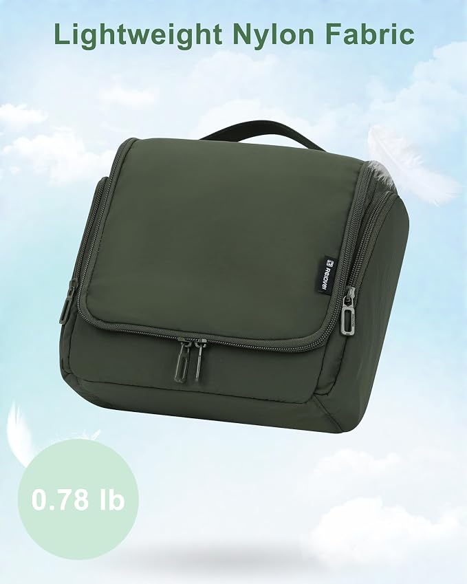 Relavel Hanging Toiletry Bag for Men and Women, Travel Toiletries Bag Water-resistant Large Makeup Cosmetic Organizer Storage, Carry-on Travel Essentials (Green, Large) - Image 7