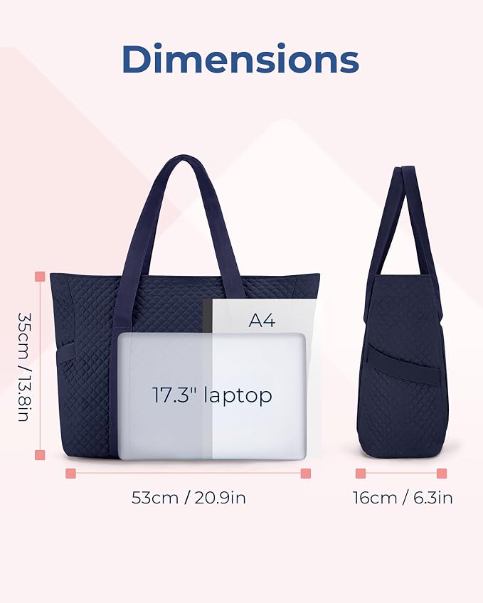 BAGSMART Crush Tote Bag for Women, 20L Puffer Work Tote with Zipper, Travel Essentials Quilted Nurse Hospital Bag - Image 2