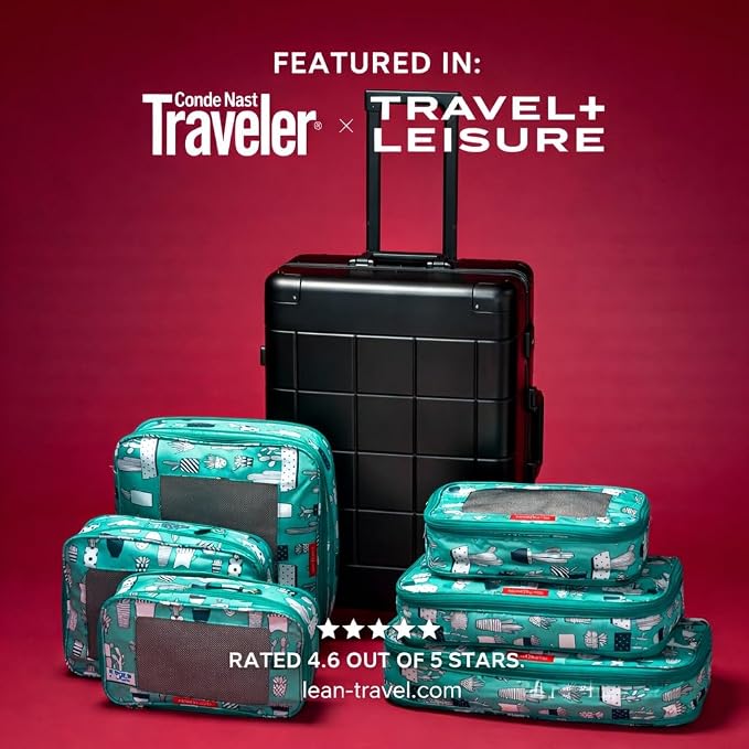 LeanTravel Premium Compression Packing Cubes for Travel - Suitcase Organizer Bags with Double Zipper & Breathable Mesh Panel - Space Saving Carry On Luggage Essentials (6-Pack, Green Cactus) - Image 6