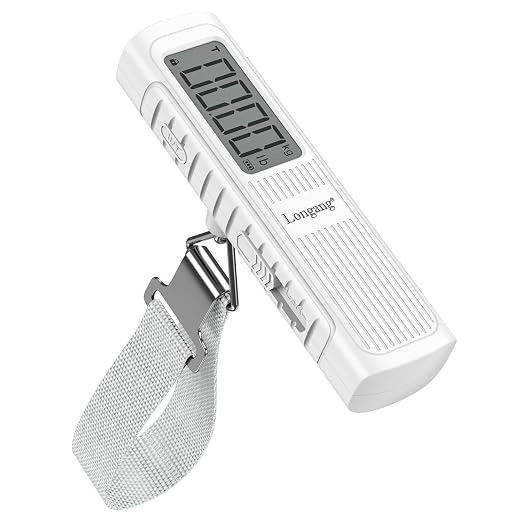Battery-Free Digital Luggage Scale, 110lbs/50kg Portable Handheld Hanging Scale for Luggages, Suitcases, Backpacks & Bags, Easy Weighing for Travel, No Need Batteries (White) by Longang