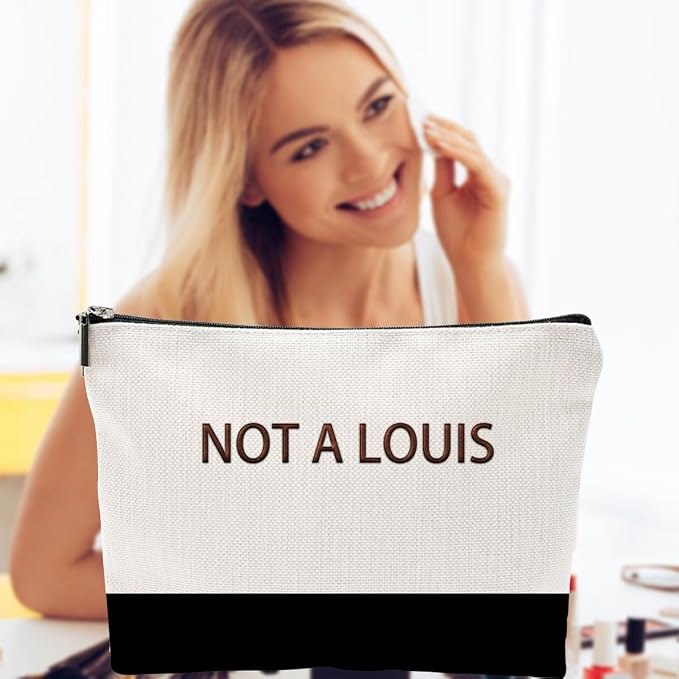 ZUYUROU Funny Makeup Bag for Women - NOT A LOUIS Sarcastic Quote Pouch - Trendy Two-Tone Canvas Cosmetic Organizer - Humorous Gag Gift for Best Friend, Travel, and Daily Use - Image 5