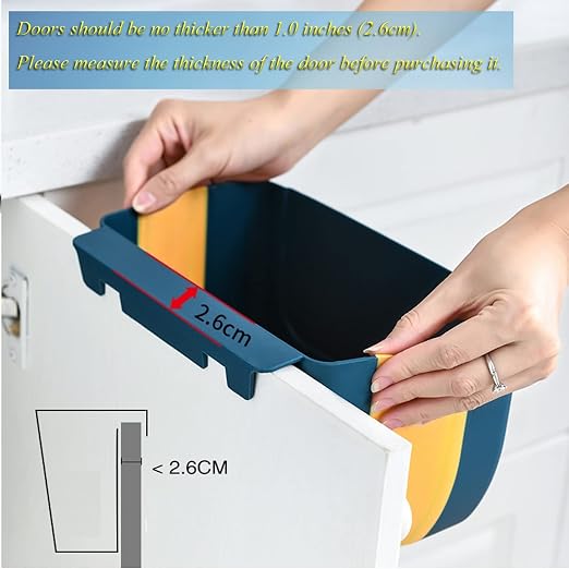 Hanging Folding Mini Trash Can for Kitchen Cabinet Door, Small Collapsible Garbage Bin Under Sink,Wall Mounted Waste Bin- Container Cabinet/Bedroom/Bathroom (3L)(White) - Image 5