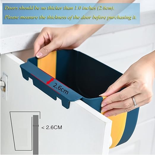 Hanging Folding Mini Trash Can for Kitchen Cabinet Door, Small Collapsible Garbage Bin Under Sink,Wall Mounted Folding Waste Bin- Mini Garbage Container for Cabinet/Bedroom/Bathroom (3L) (Black) - Image 5